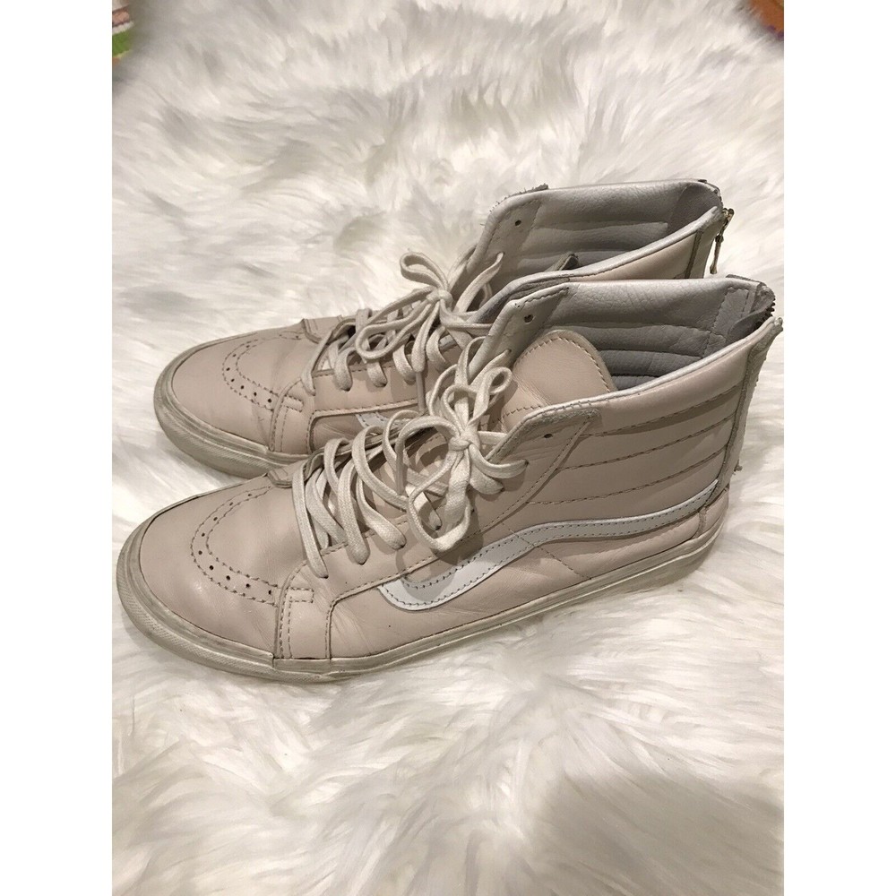 Vans SK8-Hi Lace Up Back Zip Pink Leather Shoes Sneakers Women's US 10